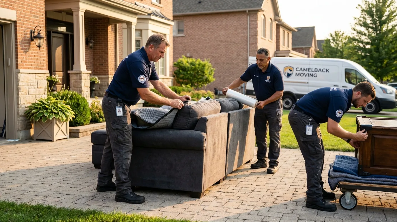 Large estate moving crew wrapping furniture in Patterson, CA