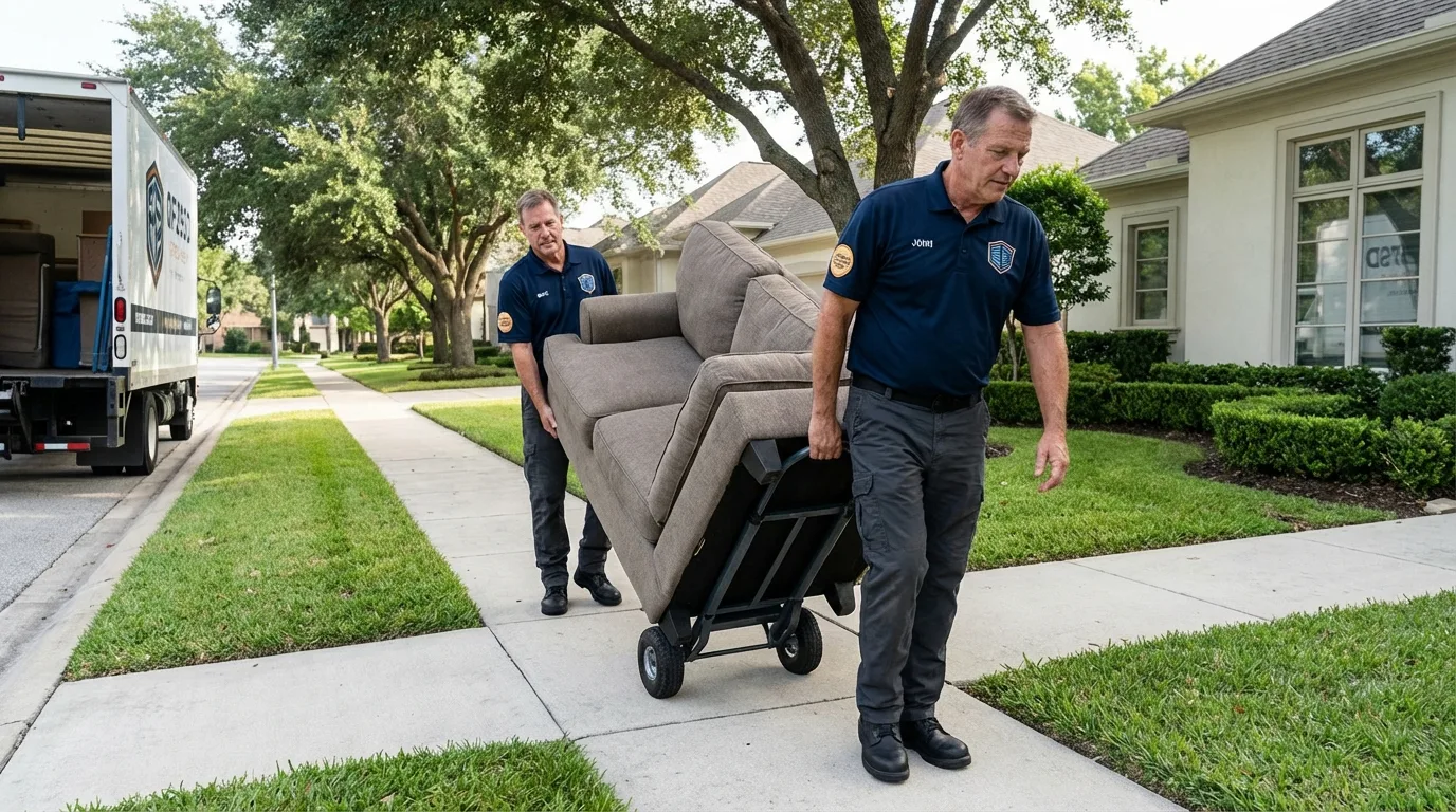 Local residential moving crew loading furniture in Patterson, CA